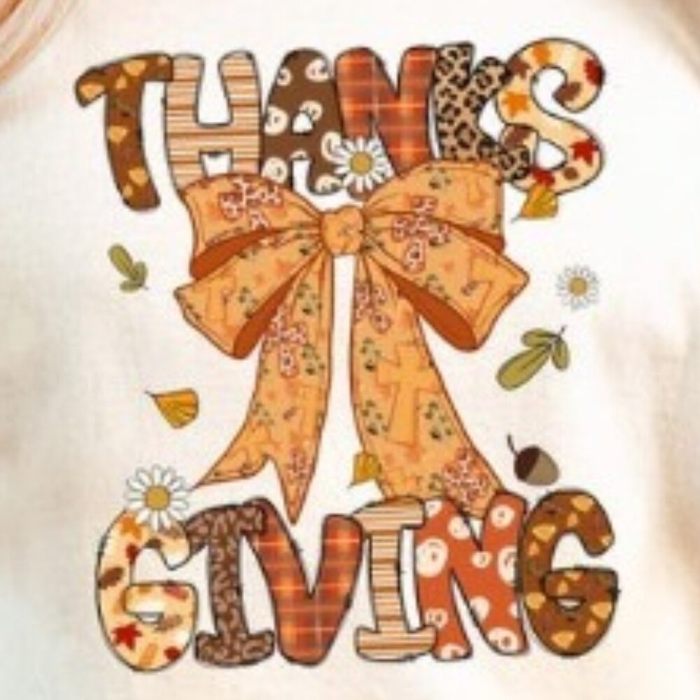 Autumn Thanksgiving Tee, Coquette Bow Thanksgiving T-shirt - Picture 2 of 4